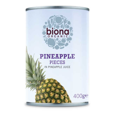 BIONA PINAPPLE PIECES IN PINAPPLE JUICE 400gr bio