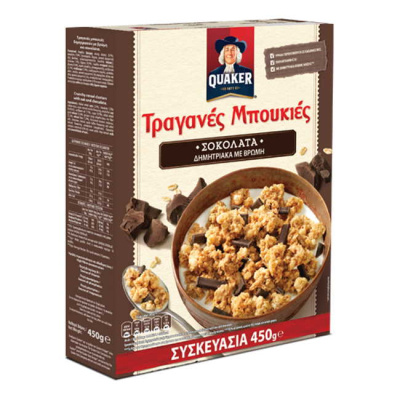 QUAKER Τραγανές Μπουκιές Με Σοκολάτα Υγείας 450gr