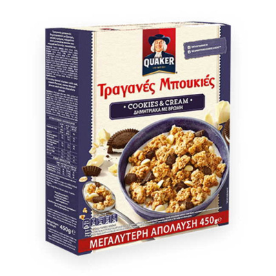 QUAKER Τραγανές Μπουκιές Με Μπισκότο & Κρέμα 450gr