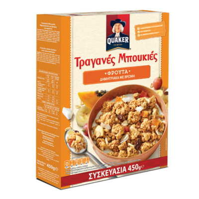 QUAKER Τραγανές Μπουκιές Με Φρούτα 450gr