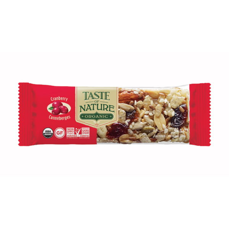 TASTE OF NATURE NUTS & CRANBERRY BAR 40gr bio