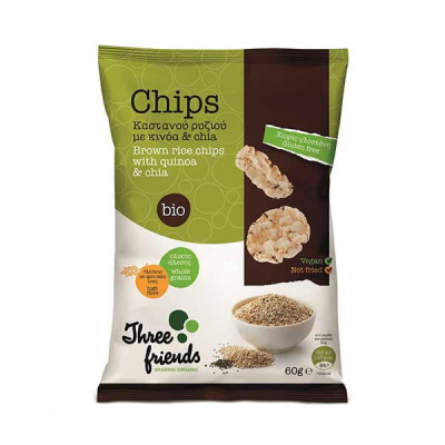 THREE FRIENDS BROWN RICE CHIPS WITH QUINOA & CHIA 60gr bio