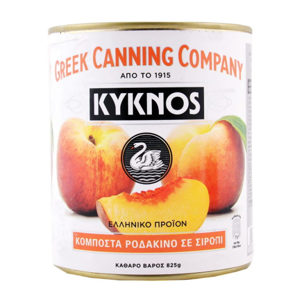 KYKNOS COMPOTE PEACH IN SYRUP 825gr