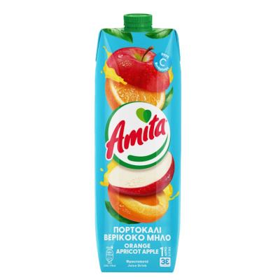 AMITA ORANGE - APRICOT - APPLE JUICE DRINK 1lt