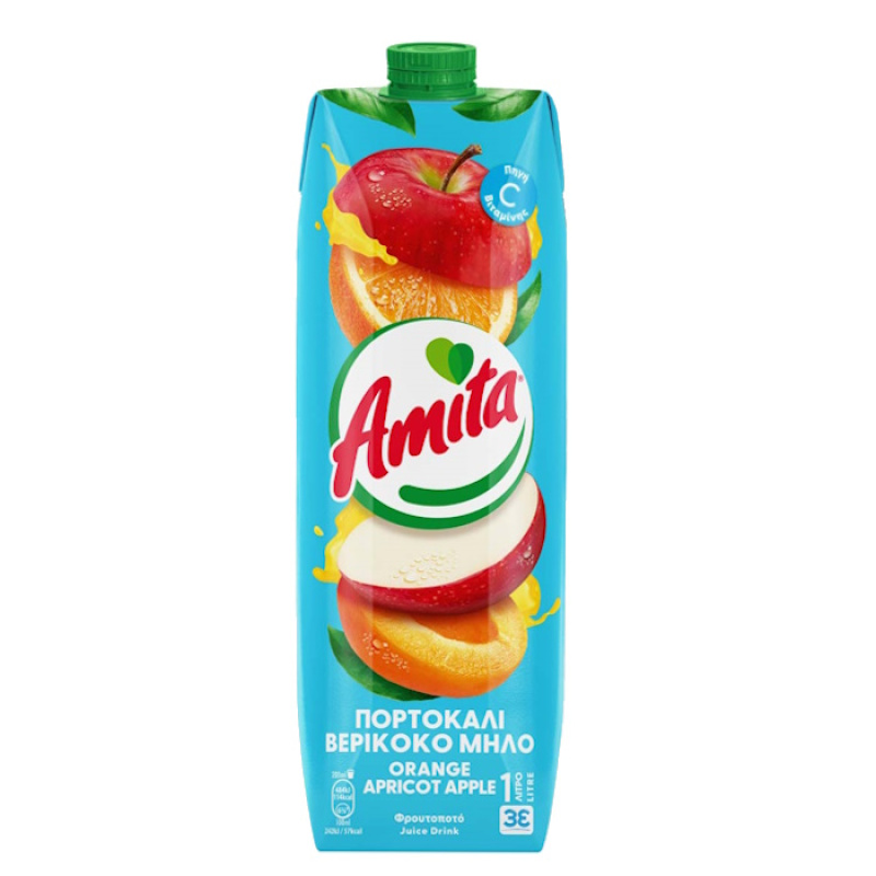 AMITA ORANGE - APRICOT - APPLE JUICE DRINK 1lt