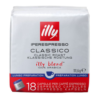 ILLY CLASSICO LUNGO ESPRESSO CAPSULES FOR IPERESPRESSO 18pcs 111,6gr