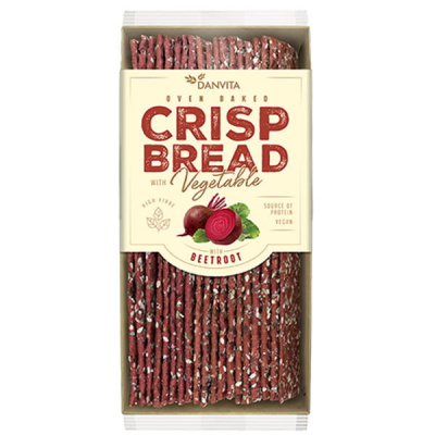 DANVITA VEGETABLE FLAT CRISP BREAD WITH BEETROOT 130gr