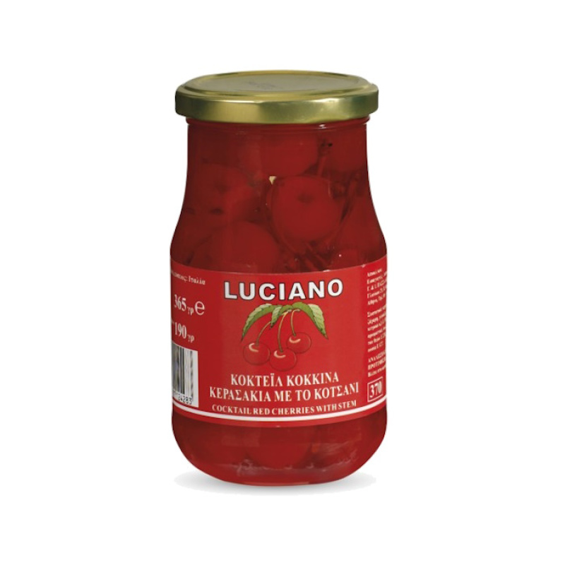 LUCIANO COCKTAIL RED CHERRIES WITH STEM 225gr