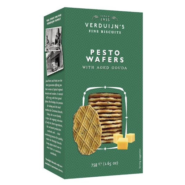 VERDUIJN'S PESTO WAFERS WITH AGED GOUDA CHEESE 75gr