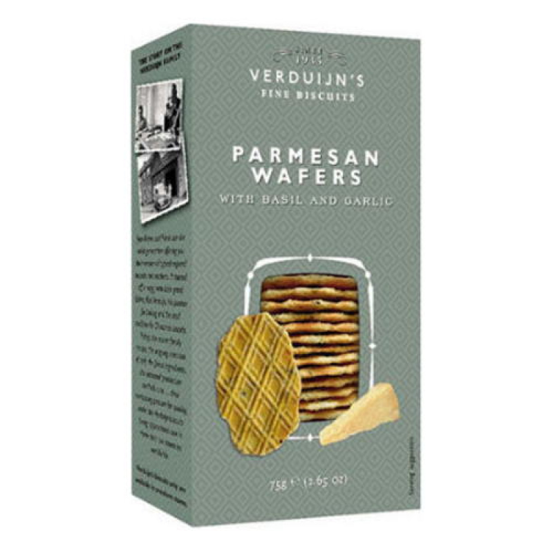 VERDUIJN'S PARMESAN WAFERS WITH BASIL AND GARLIC 75gr
