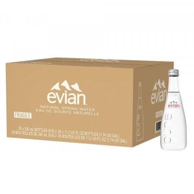 EVIAN NATURAL MINERAL WATER GLASS BOTTLE 20x330ml