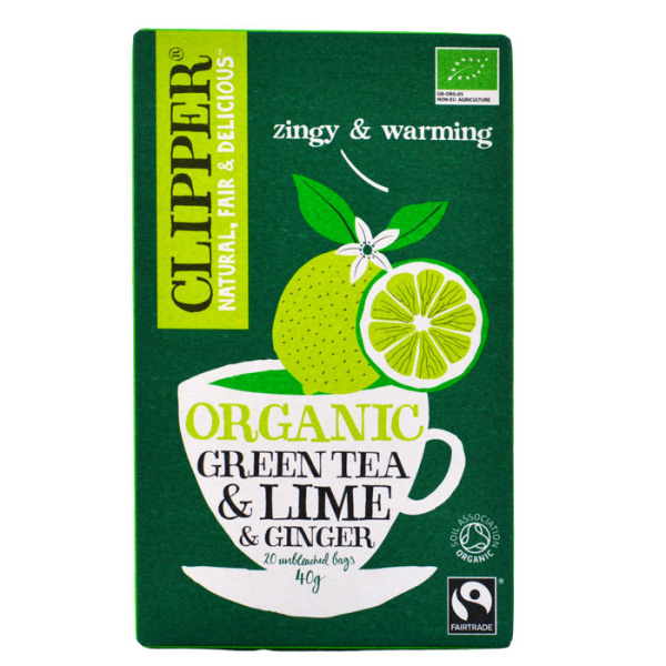 CLIPPER Πράσινο Τσάι με Λάιμ και Τζίντζερ 20τεμ. 40gr bio