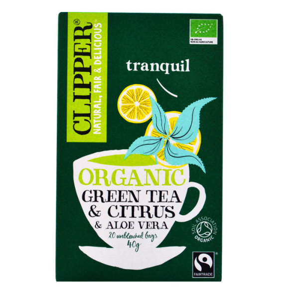 CLIPPER Πράσινο Τσάι με Λεμόνι και Aloe Vera 20τεμ. 40gr bio