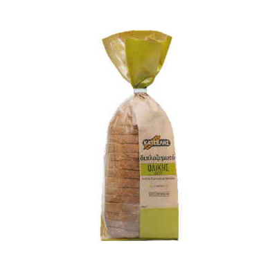 KATSELIS SLICED SOURDOUGH BREAD WITH STONEMILL COMMON & DURUM WHOLEMEAL WHEAT FLOUR 500gr