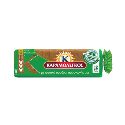 KARAMOLEGOS WHEAT AND RYE SLICED BREAD WITH WHOLEMEAL WHEAT & RYE FLOUR 680gr