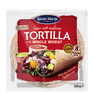 SANTA MARIA TORTILLA WITH WHOLE WHEAT & WHEAT MEDIUM 8pcs 320gr