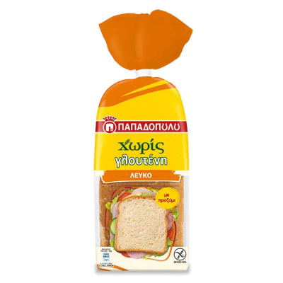 PAPADOPOULOS SLICED WHITE BREAD GLUTEN FREE 300gr