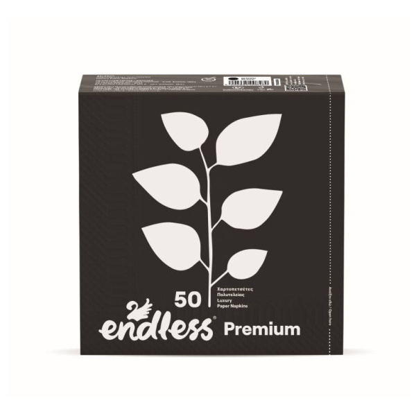 ENDLESS Premium Χαρτοπετσέτες Πολυτελείας Μαύρες 33X33 50τεμ. 185gr