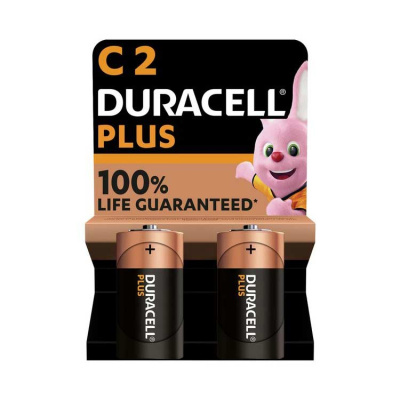 DURACELL Plus 100% Αλκαλική Μπαταρία C 2τεμ.