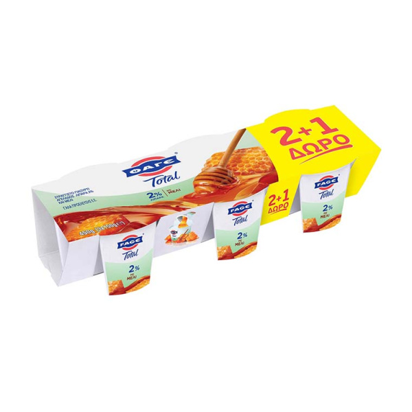FAGE TOTAL STRAINED YOGHURT 2% FAT WITH HONEY (2+1FREE) 3x150gr