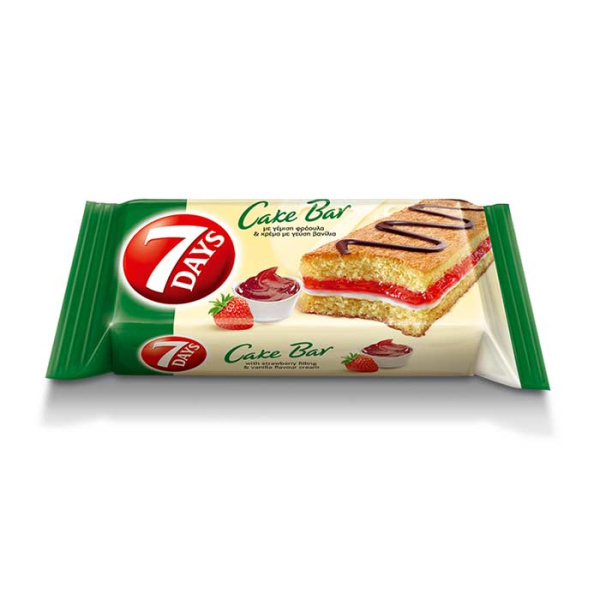 7DAYS CAKE BAR WITH STRAWBERRY FILLING & VANILLA FLAVOUR CREAM 32gr