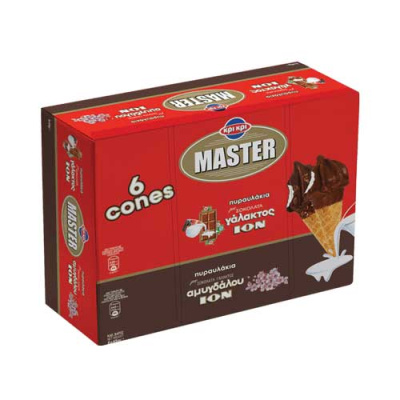 KRI KRI MASTER MINI CONES ICE CREAMS VANILLA AND ION MILK CHOCOLATE 6x55gr