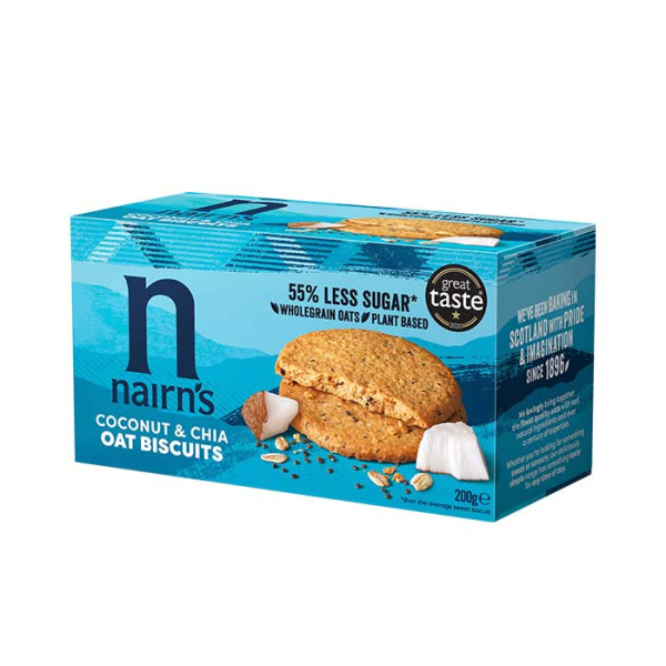 NAIRN'S COCONUT & CHIA OAT BISCUITS 200gr