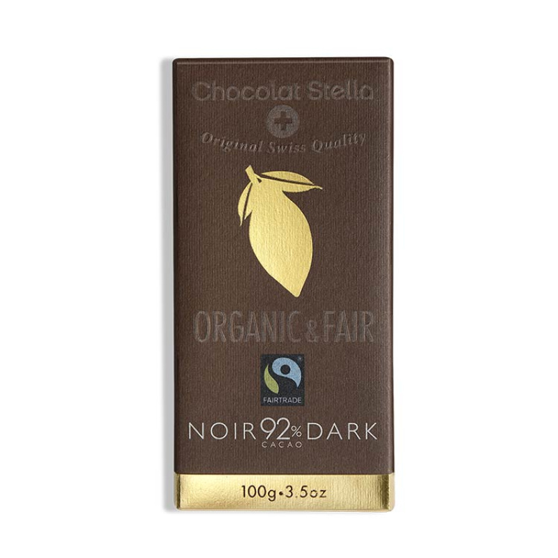 CHOCOLAT STELLA DARK CHOCOLATE 92% CACAO GLUTEN FREE 100gr bio
