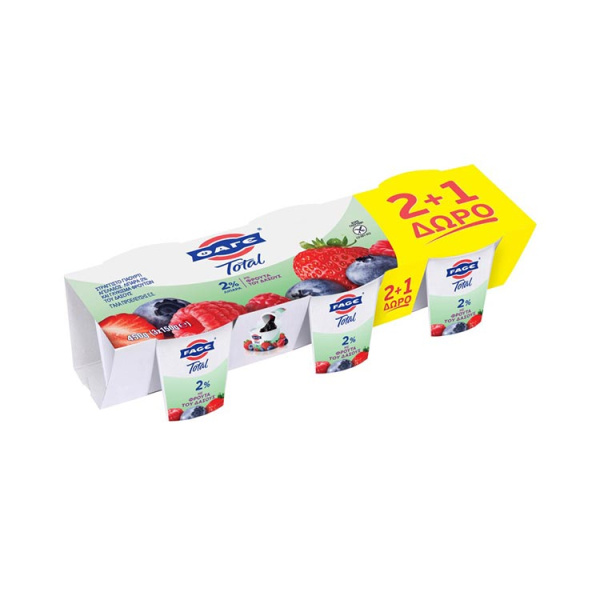 FAGE TOTAL YOGHURT 2% FAT WITH FOREST FRUIT 2+1FREE 3x150gr