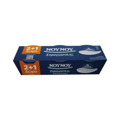 NOUNOU STRAINED YOGHURT 5% FAT 2+1 3x200gr