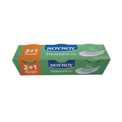 NOUNOU STRAINED YOGHURT 1.5% FAT 2+1 3x200gr