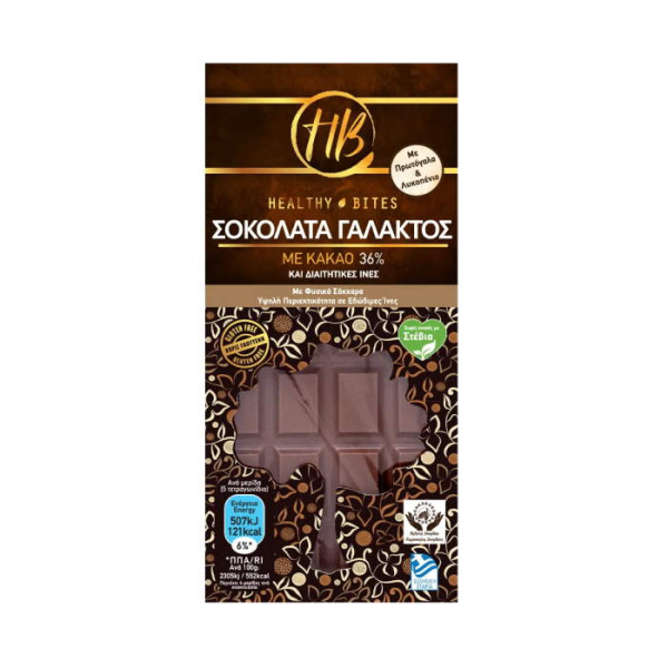 HEALTHY BITES MILK CHOCOLATE WITH COCOA 36% & DIETARY FIBER 100gr