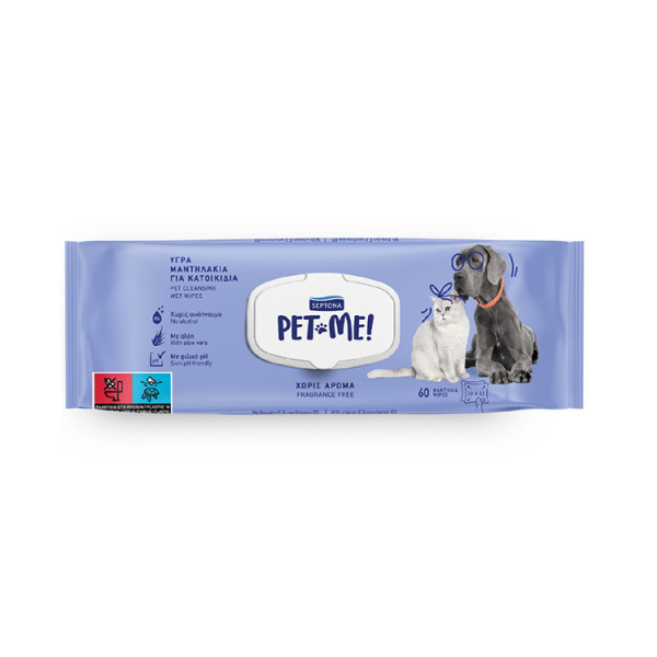 SEPTONA PET CLEANSING WET WIPES FRAGRANCE FREE 60 wipes
