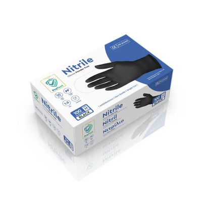 INTERTAN BLACK GLOVES NITRILE POWDER FREE LARGE 100pcs