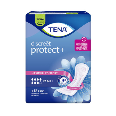 TENA LADY DISCREET PROTECT MAXI PADS 12pcs