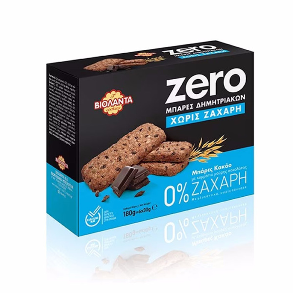 VIOLANTA ZERO CEREAL BAR WITH COCOA AND CHOCOLATE 6x30gr