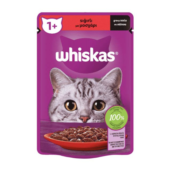 WHISKAS CAT FOOD WITH VEAL IN SAUCE 85gr