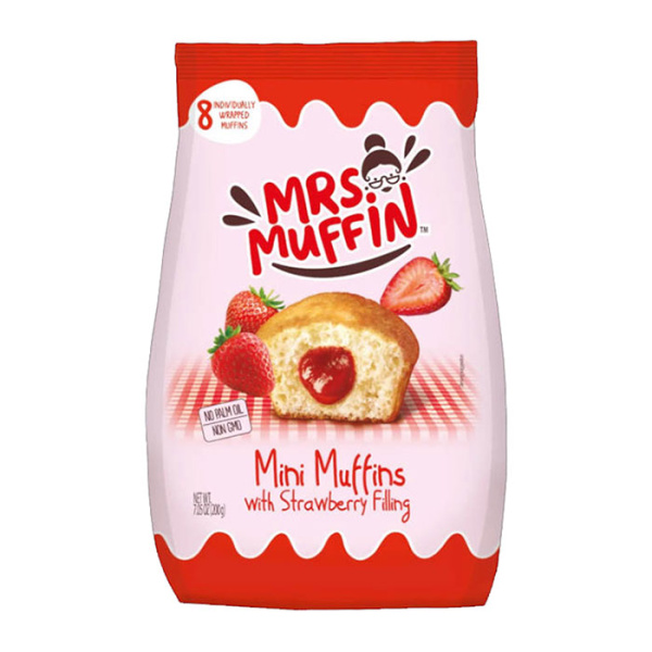 MRS MUFFIN MINI MUFFINS WITH STRAWBERRY JAM FILLING 200gr