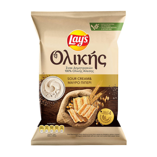 LAY'S CHIPS CEREAL SNACK WHOLE GRAIN WITH SOUR CREAM & PEPPER 95gr
