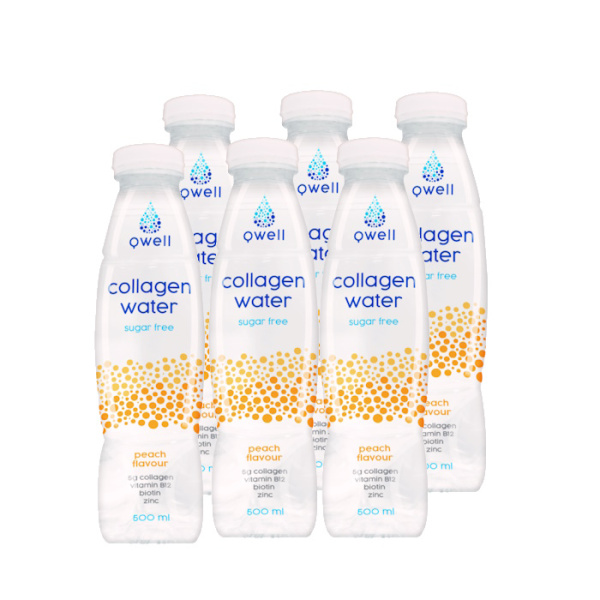 QWELL WATER COLLAGEN PEACH 500ml 6pcs