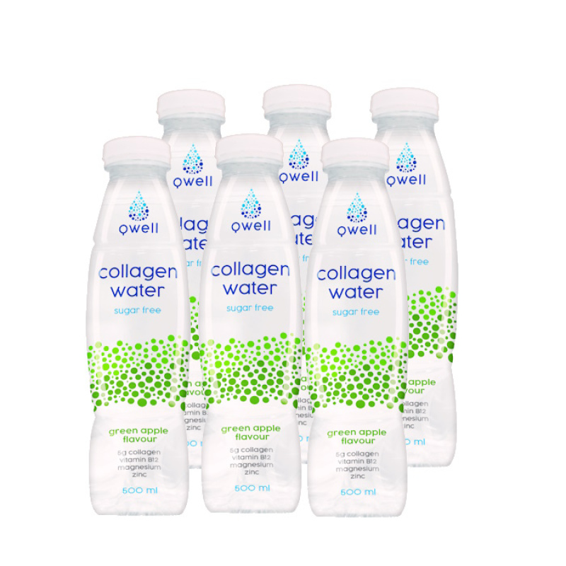 QWELL WATER COLLAGEN GREEN APPLE 500ml 6pcs