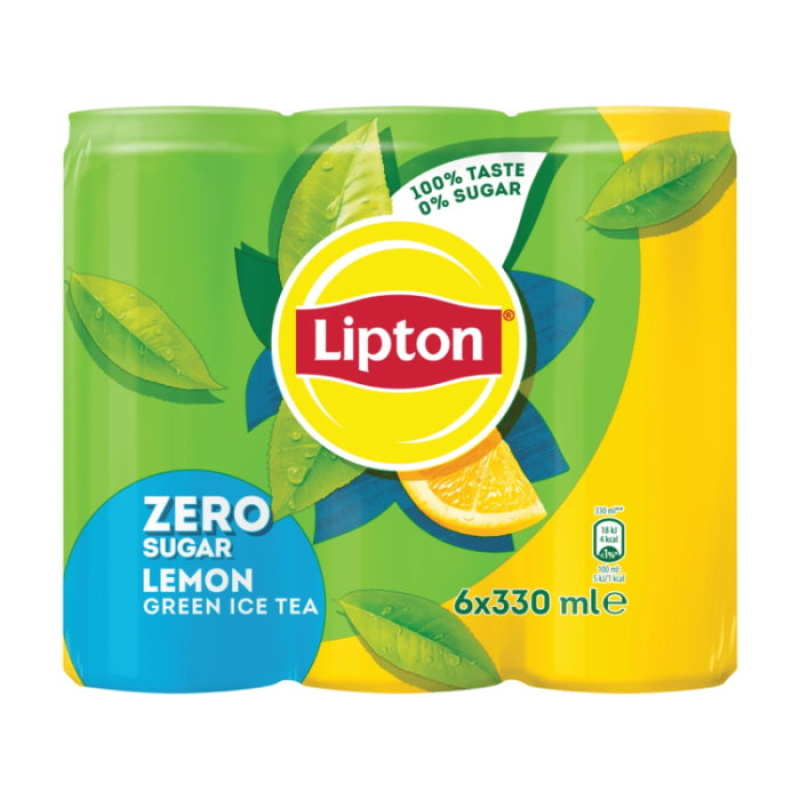 LIPTON  ZERO SUGAR LEMON GREEN ICE TEA CAN 330ml 6pcs