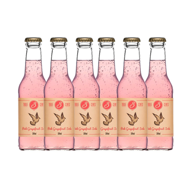 THREE CENTS PINK GRAPEFRUIT SODA 6x200ml