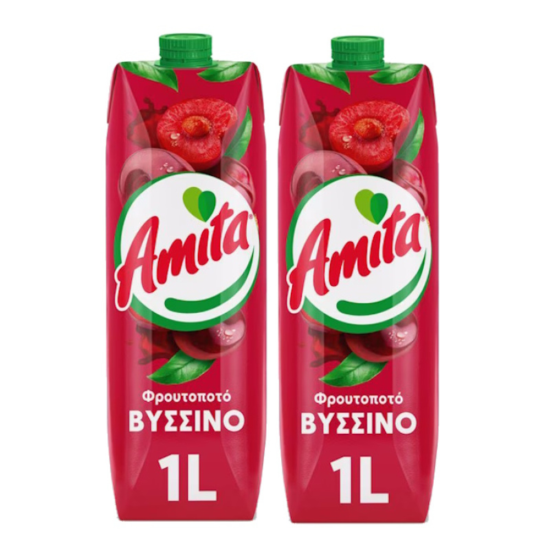 AMITA SOUR CHERRY JUICE DRINK 1lt 2pcs