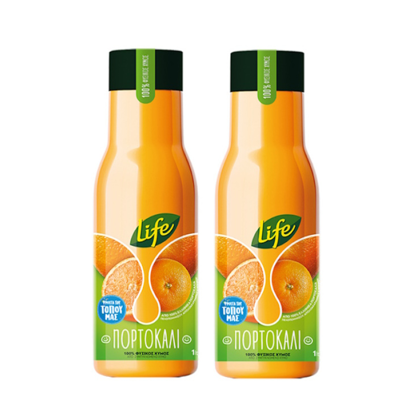 LIFE 100% NATURAL JUICE ORANGE 1lt 2pcs