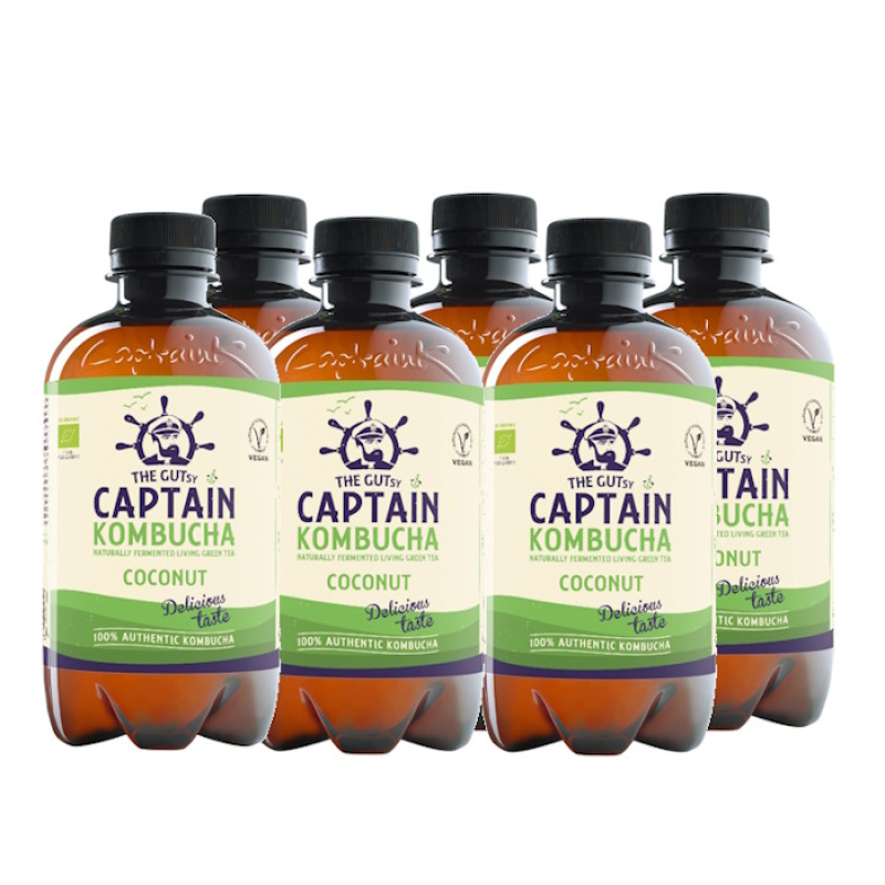 THE GUTSY CAPTAIN KOMBUCHA GREEN TEA WITH COCONUT 400ml bio 6pcs