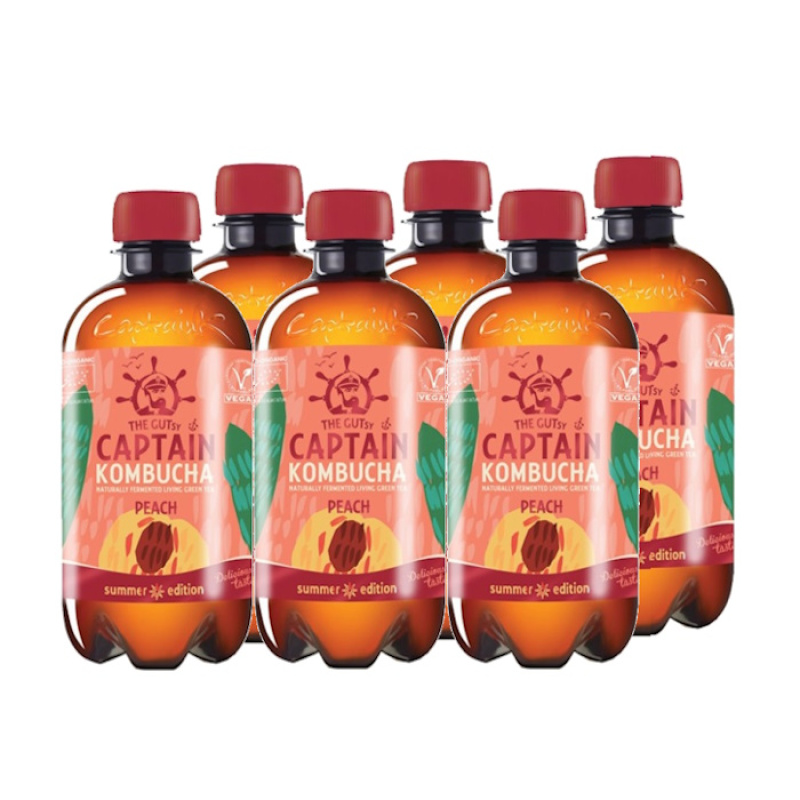 THE GUTSY CAPTAIN KOMBUCHA GREEN TEA WITH PEACH 400ml bio 6pcs