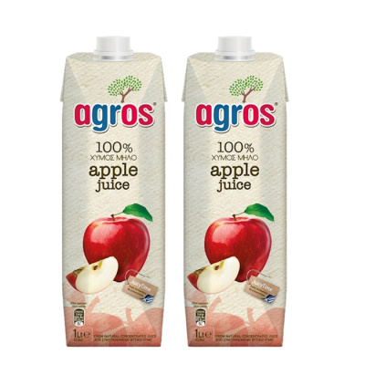 AGROS NATURAL APPLE JUICE 1lt 2pcs