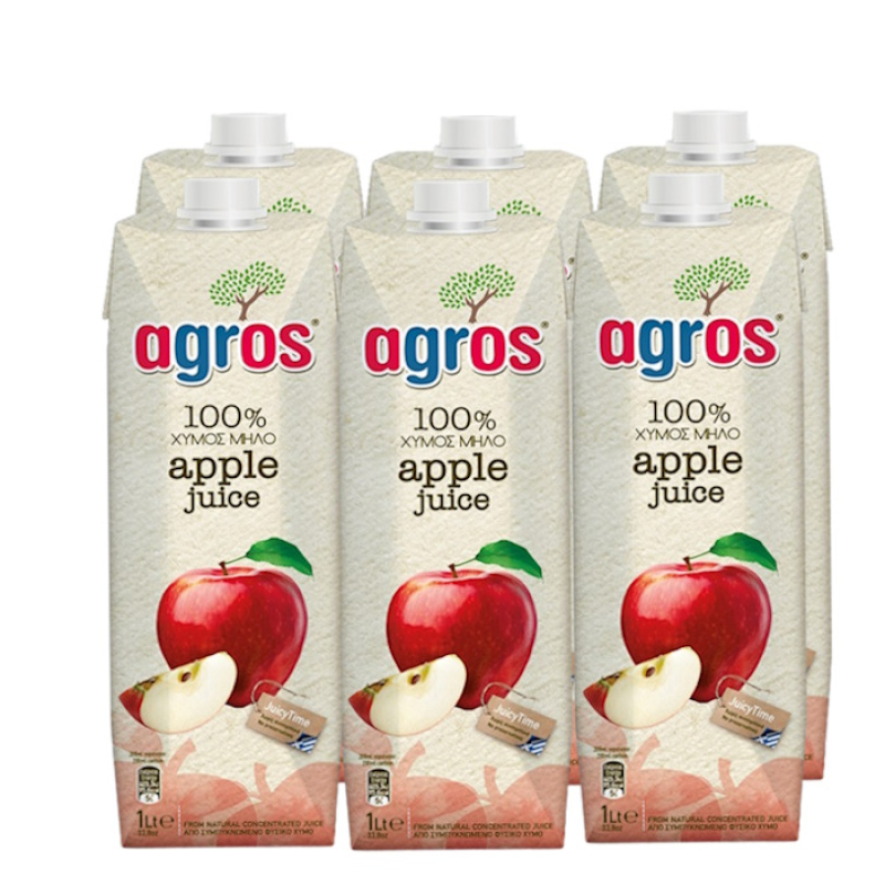 AGROS NATURAL APPLE JUICE 1lt 6pcs