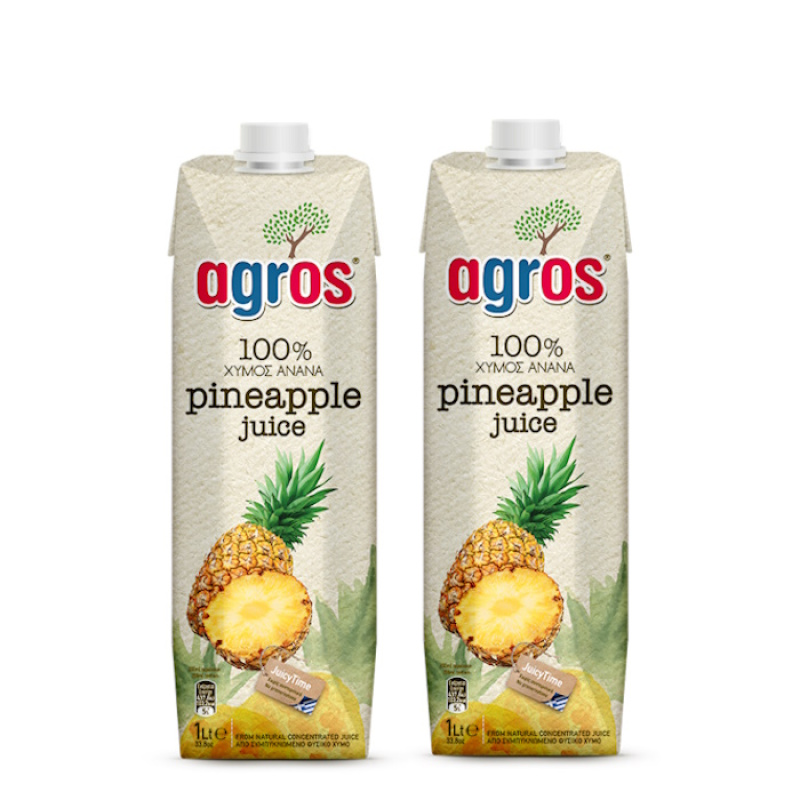 AGROS NATURAL PINEAPPLE JUICE 1lt 2pcs